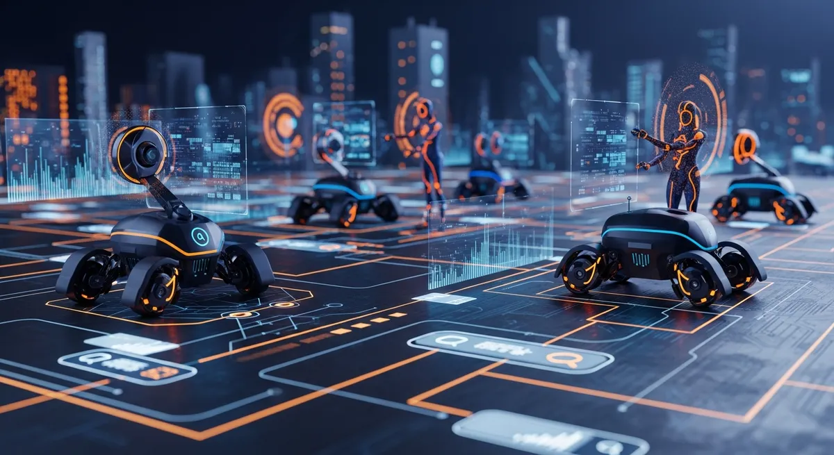 Agentic SEO concept showing autonomous AI agents navigating search and transactions