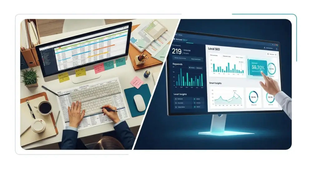 Comparison between traditional local SEO agency methods and AI-powered local SEO agency automation and machine learning approach