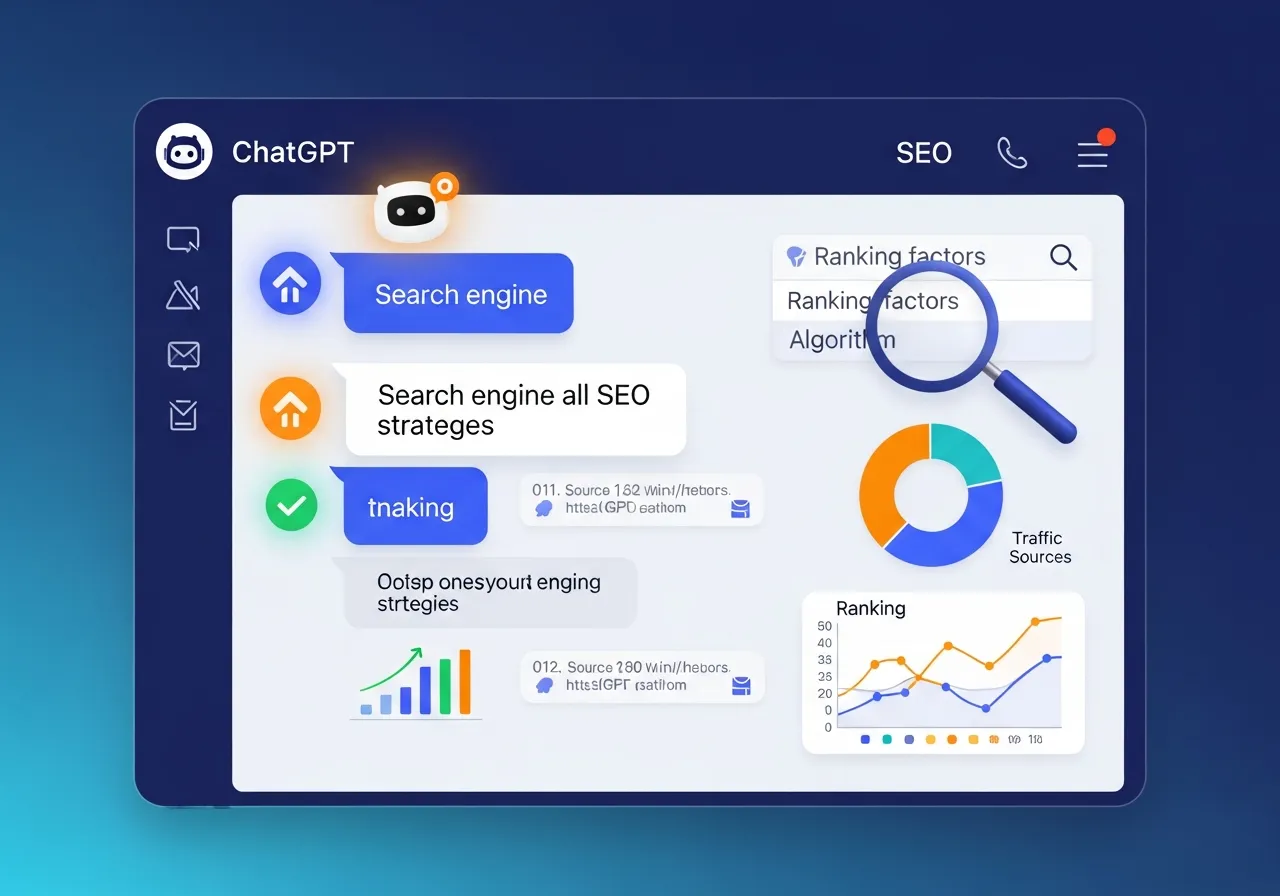 ChatGPT ranking optimization guide with AI chatbot and SEO elements