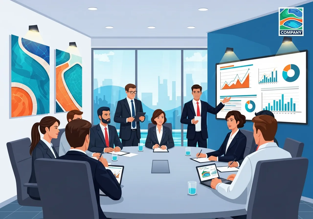 Pool company senior managers strategic meeting