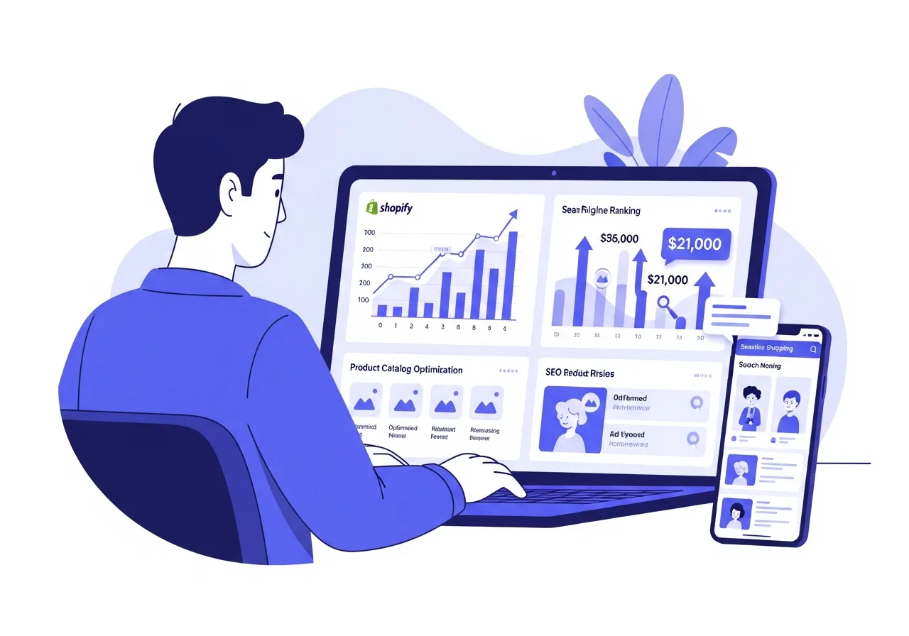 Shopify SEO expert optimizing e-commerce store for higher rankings and sales