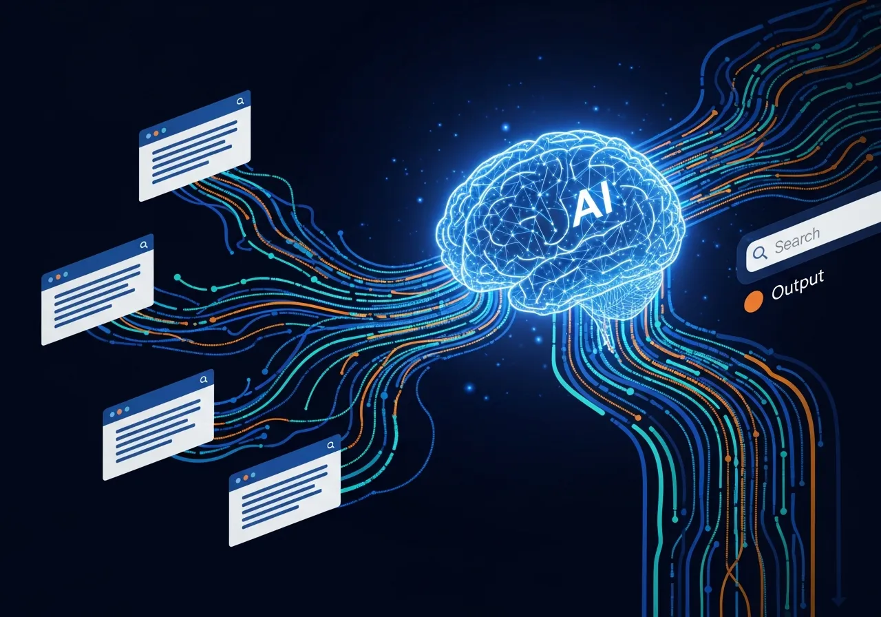 GEO Generative Engine Optimization concept with AI neural networks and search visualization